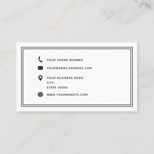 Taxichauffeur Chauffeur Airport Service Zwart Wit Visitekaartje (Achterkant)