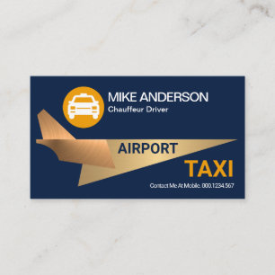 taxichauffeur Cool Gold Rocket Jet Airplane Airpor Visitekaartje