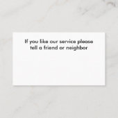 Taxichauffeur Eenvoudige Visitekaartjes (Achterkant)