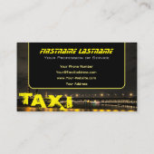 taxichauffeur gele taxineonverlichting visitekaartje (Achterkant)