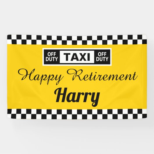 Taxichauffeur Happy Retirement Party Spandoek (Horizontaal)