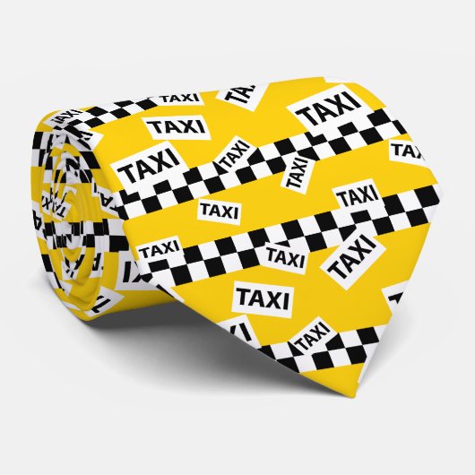Taxichauffeur New York Yellow Cab Checkerboard Fun Stropdas (Opgerold)