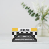 Taxichauffeurs: geel zwart visitekaartje (Staand voorkant)