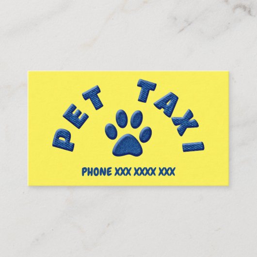 taxidenim voor gezelschapsdieren visitekaartje (Voorkant)