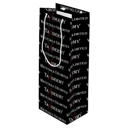 Taxidermie Logo Wijn Cadeautas (Voorkant Gekanteld)