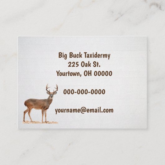 Taxidermist Big Buck Hunter met pistool Visitekaartje (Achterkant)