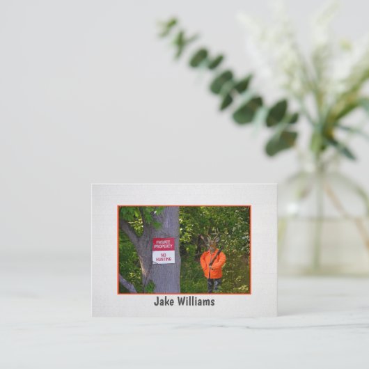 Taxidermist Big Buck Hunter met pistool Visitekaartje (Staand voorkant)