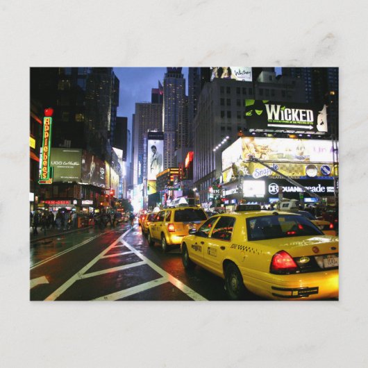Taxis op Broadway New York Briefkaart (Voorkant)