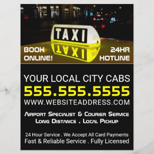 Taxischild, Taxi Bedrijf met Prijslijst Flyer