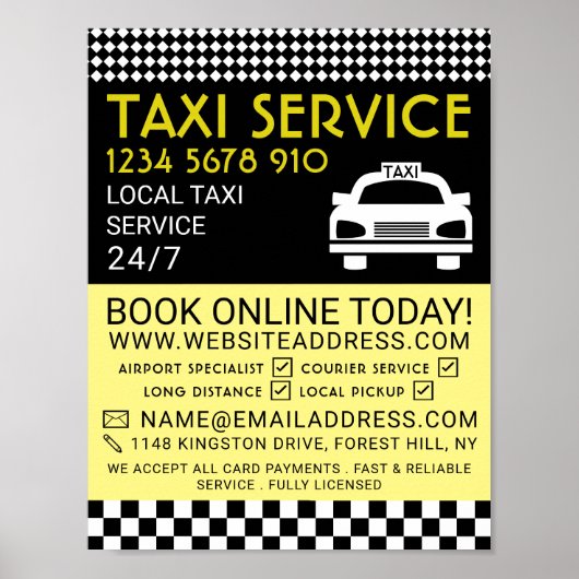 Taxistation, taxibusfirma Adverteren Poster (Voorkant)