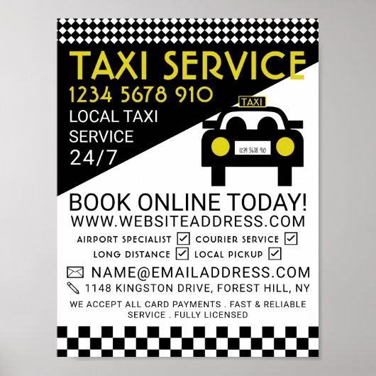 Taxistation, taxibusfirma Adverteren Poster (Voorkant)