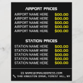 Taxisymbool, taxibedrijf met prijstabel flyer (Achterkant)