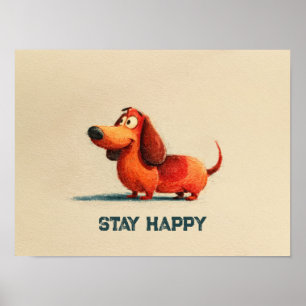 Tay Gelukkige Hond – Schattige Positieve Citaat Ku Poster