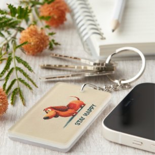 Tay Gelukkige Hond – Schattige Positieve Citaat Ku Sleutelhanger
