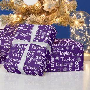TAYLOR Aangepaste naam met sneeuwvlokken Cadeaupapier