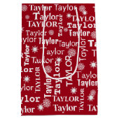 TAYLOR Aangepaste naam met sneeuwvlokken Medium Cadeauzakje (Achterkant)