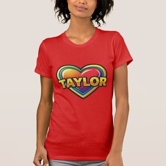 Taylor Comic Pop Art Hart Naam T-Shirt (Voorkant)