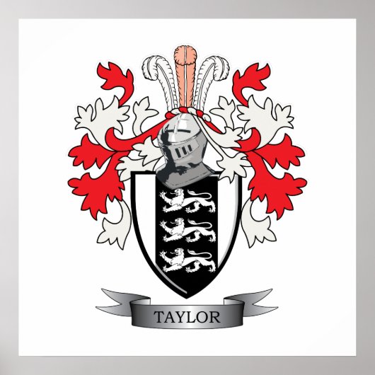 Taylor Family Crest Coat of Arms Poster (Voorkant)