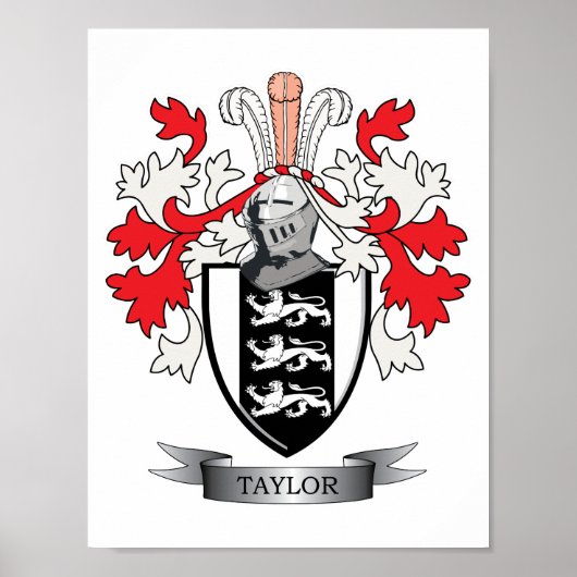 Taylor Family Crest Coat of Arms Poster (Voorkant)