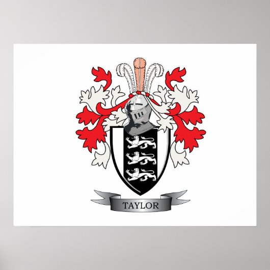 Taylor Family Crest Coat of Arms Poster (Voorkant)