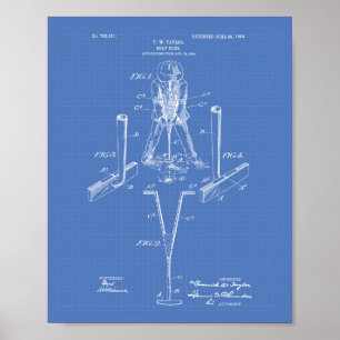 Taylor Golf Club 1905 Patent Art - Blauwdruk Poster