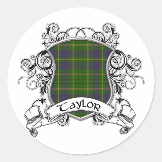 Taylor Tartan Shield Ronde Sticker (Voorkant)