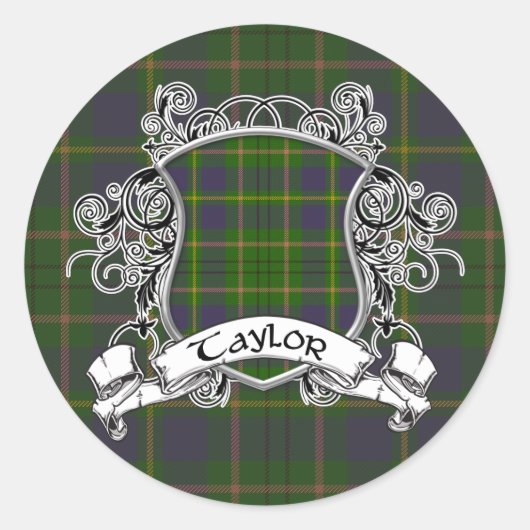 Taylor Tartan Shield Ronde Sticker (Voorkant)