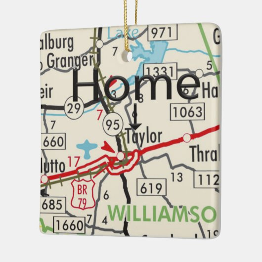 Taylor TX Map Keramisch Ornament (Links)