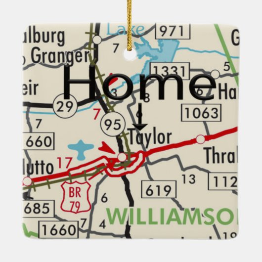 Taylor TX Map Keramisch Ornament (Achterkant)