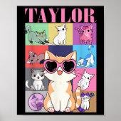 Taylor voornaam gepersonaliseerde Cat Birthda Poster (Voorkant)