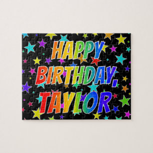 "TAYLOR" voornaam, geun "HAPPY BIRTHDAY" Legpuzzel