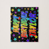 "TAYLOR" voornaam, geun "HAPPY BIRTHDAY" Legpuzzel (Verticaal)