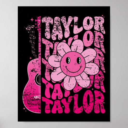 Taylor Voornaam Ik hou van Taylor Meisje Groovy 80 Poster (Voorkant)