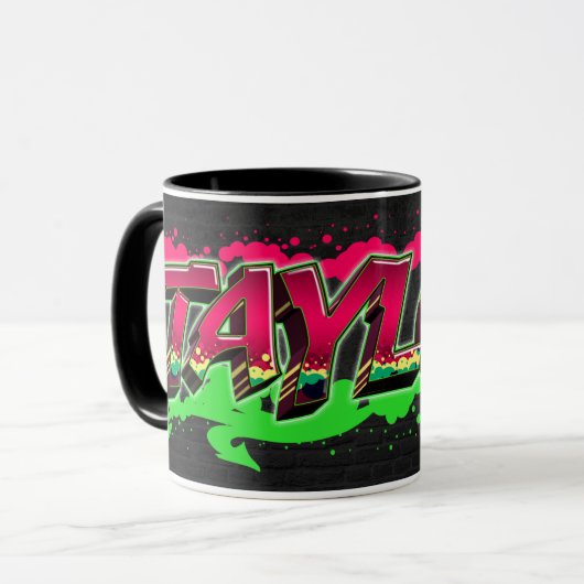 Taylor Vorname Name Graffiti red green Tasse Mok (Voorkant links)