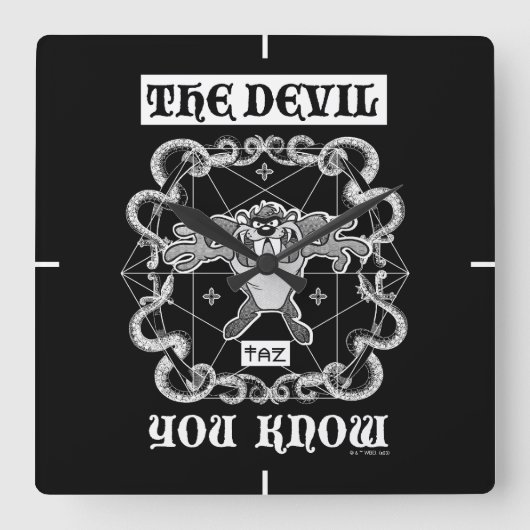TAZ™ De duivel die je kent Vierkante Klok (Voorkant)