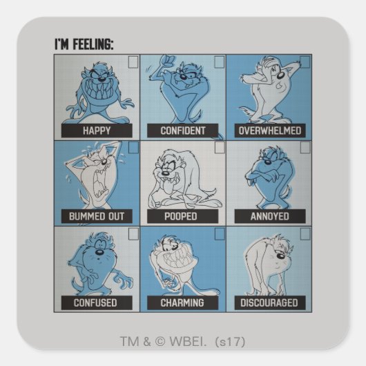 TAZ™ Emotion Checkbox Vierkante Sticker (Voorkant)