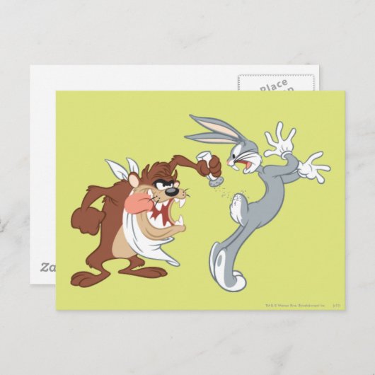 TAZ™ en BUGS BUNNY™ Briefkaart (Voorkant / Achterkant)