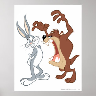 TAZ™ en BUGS BUNNY™ zijn niet eens aan elkaar geko Poster