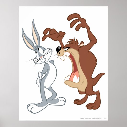 TAZ™ en BUGS BUNNY™ zijn niet eens aan elkaar geko Poster (Voorkant)