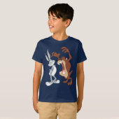 TAZ™ en BUGS BUNNY™ zijn niet eens aan elkaar geko T-shirt (Voorkant volledig)