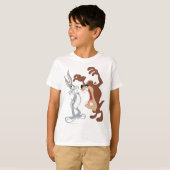 TAZ™ en BUGS BUNNY™ zijn niet eens aan elkaar geko T-shirt (Voorkant volledig)