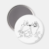 TAZ™ en meisje Magneet (Voorkant / Achterkant)
