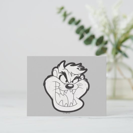 TAZ™ Evil Grin Badge Briefkaart (Staand voorkant)