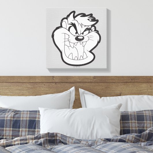 TAZ™ Evil Grin Badge Canvas Afdruk (Insitu (Slaapkamer))