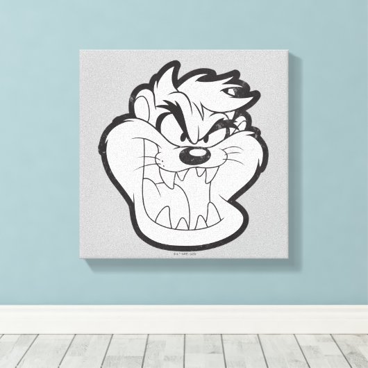 TAZ™ Evil Grin Badge Canvas Afdruk (Insitu (Houten vloer))