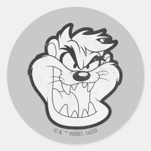 TAZ™ Evil Grin Badge Ronde Sticker (Voorkant)