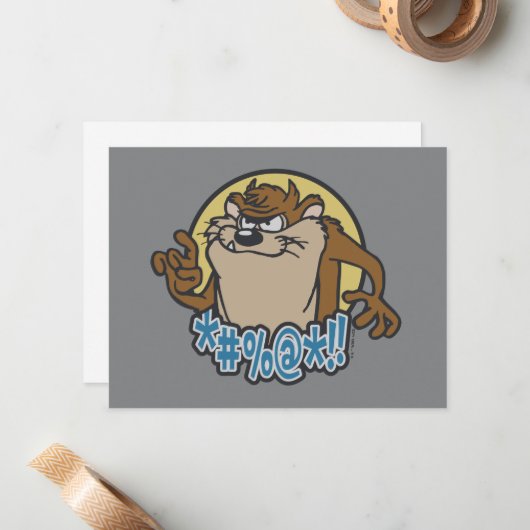 TAZ™ Expletive Circle Graphic Notitiekaartje (Voorkant / Achterkant in situ)