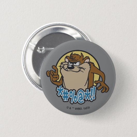 TAZ™ Expletive Circle Graphic Ronde Button 5,7 Cm (Voorkant /achterkant)