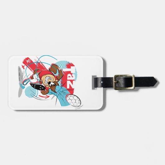 TAZ™ Headbutting Voetbal Bagagelabel (Voorkant horizontaal)