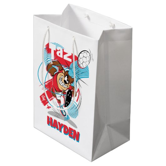 TAZ™ Headbutting Voetbal Medium Cadeauzakje (Achterkant Gekanteld)